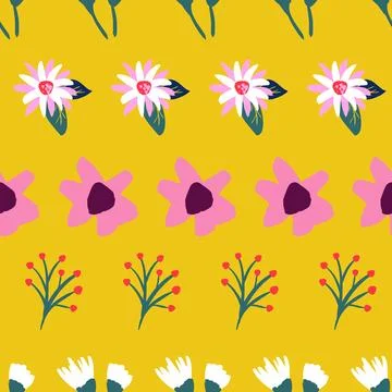 Vector flowers minimal seamless pattern design Stock Illustration