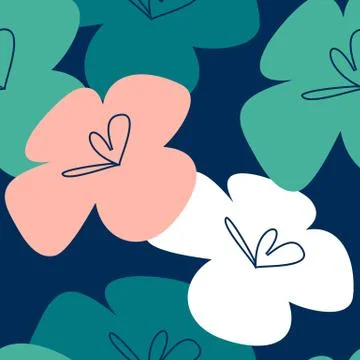 Vector flowers patten. Seamless design with simple botanical elements Stock Illustration
