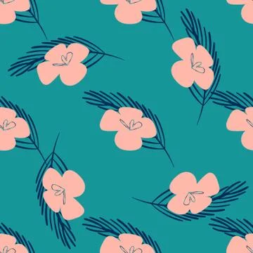 Vector flowers patten. Seamless design with simple botanical elements Stock Illustration