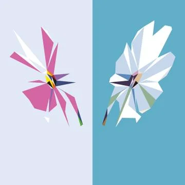 Vector flowers pattern low poly style background Stock Illustration