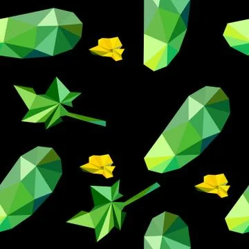 Vector flowers pattern low poly style background Stock Illustration