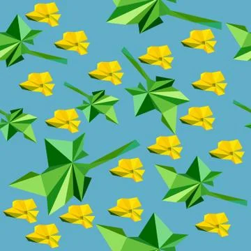 Vector flowers pattern low poly style background Stock Illustration