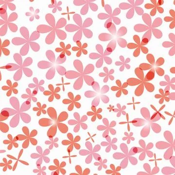 Vector flowers pattern on pink background Stock Illustration