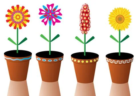 Vector flowers in pots Stock Illustration