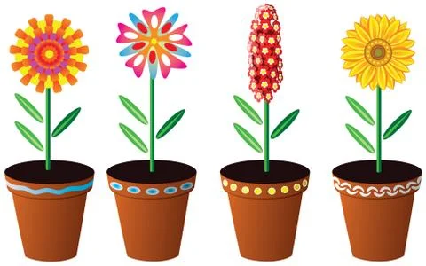 Vector flowers in pots Stock Illustration