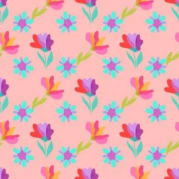 Vector flowers seamless pattern design background Stock Illustration