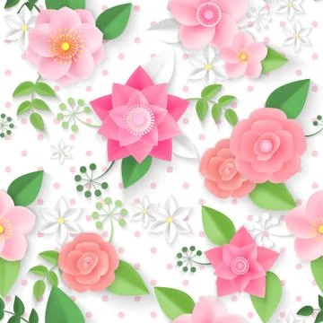 Vector flowers seamless pattern Stock Illustration