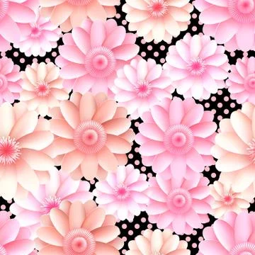 Vector flowers seamless pattern Stock Illustration