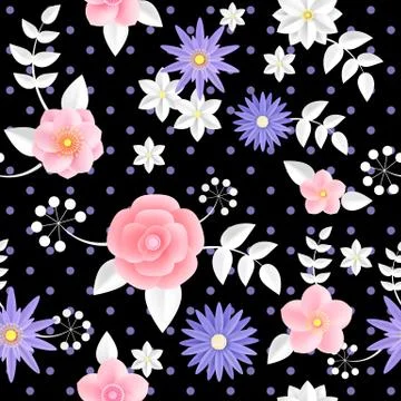 Vector flowers seamless pattern Stock Illustration