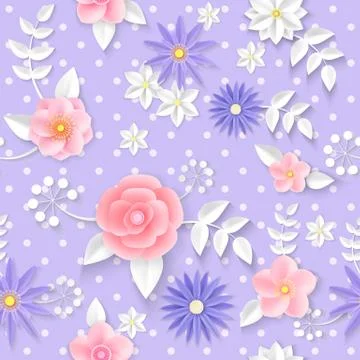 Vector flowers seamless pattern Illustrazione stock
