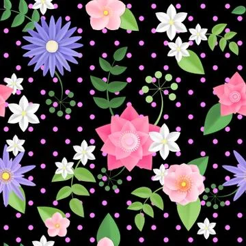 Vector flowers seamless pattern Illustrazione stock