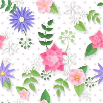 Vector flowers seamless pattern Stock Illustration