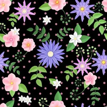 Vector flowers seamless pattern Stock Illustration