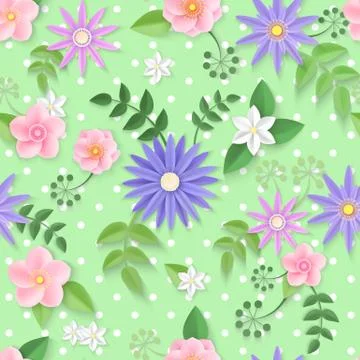Vector flowers seamless pattern Illustrazione stock
