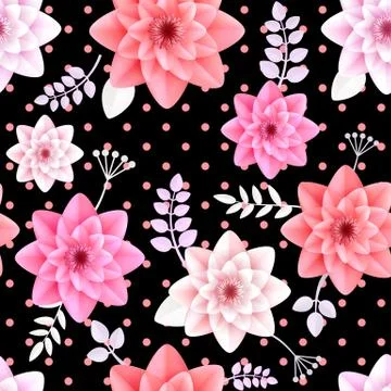 Vector flowers seamless pattern Stock Illustration