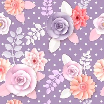 Vector flowers seamless pattern Stock Illustration