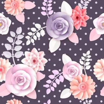 Vector flowers seamless pattern Illustrazione stock