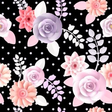 Vector flowers seamless pattern Stock Illustration