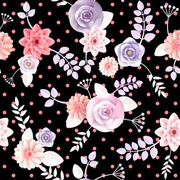 Vector flowers seamless pattern Stock Illustration