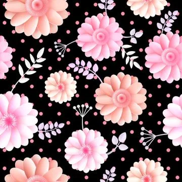 Vector flowers seamless pattern Illustrazione stock