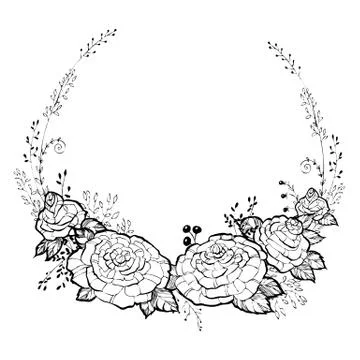 Vector flowers set. Beautiful wreath. Elegant floral collection with isolated Stock Illustration