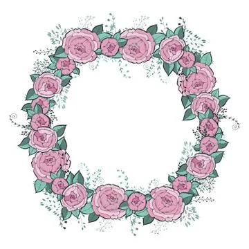 Vector flowers set. Beautiful wreath. Elegant floral collection with isolated Stock Illustration