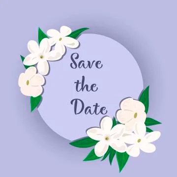Vector flowers set. Beautiful wreath on purple background. Elegant floral jas Stock Illustration