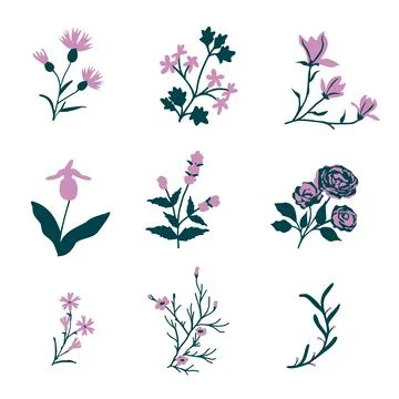Vector flowers set Stock Illustration