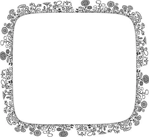 Vector flowers square border frame Stock Illustration