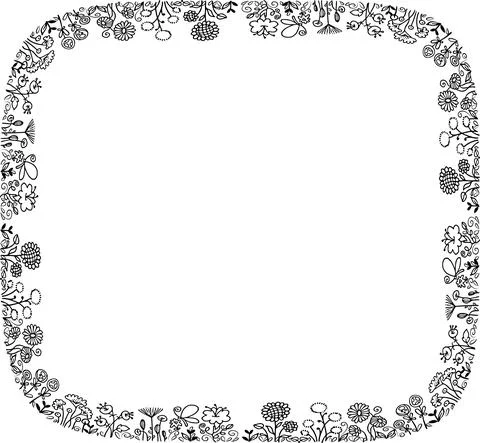 Vector flowers square border frame Stock Illustration