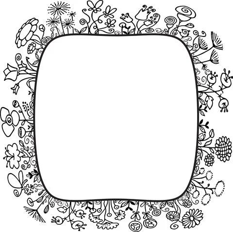 Vector flowers square border frame Stock Illustration