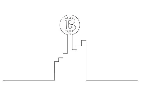 Vector fluctuation of bitcoin one line drawing, minimalism art. Fluctuation i Stock Illustration
