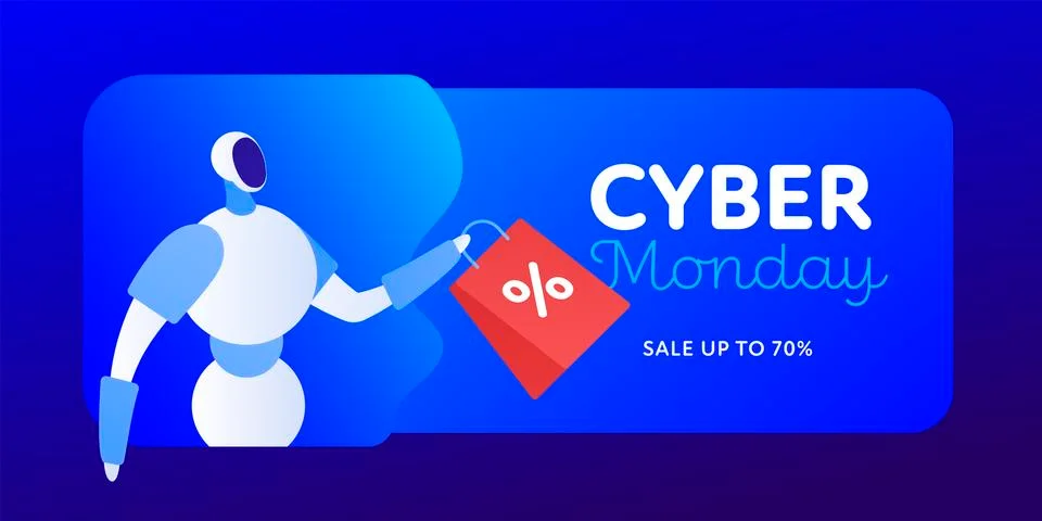 Vector fluid gradient cyber monday sale web horizontal top banner template. Stock Illustration