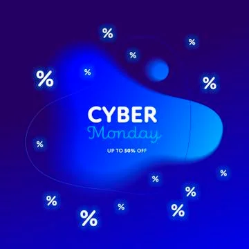Vector fluid gradient cyber monday sale web square banner template. Stock Illustration