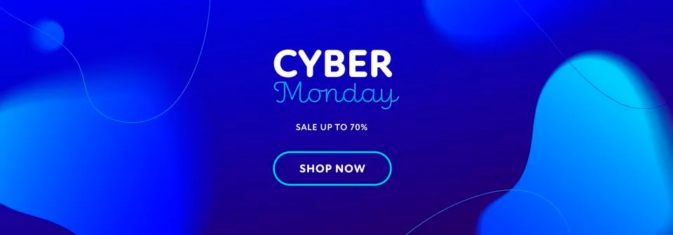 Vector fluid gradient cyber monday sale web horizontal top banner template. Stock Illustration