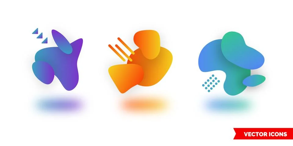 Vector fluid gradient liquid abstract geometric shapes Illustrazione stock