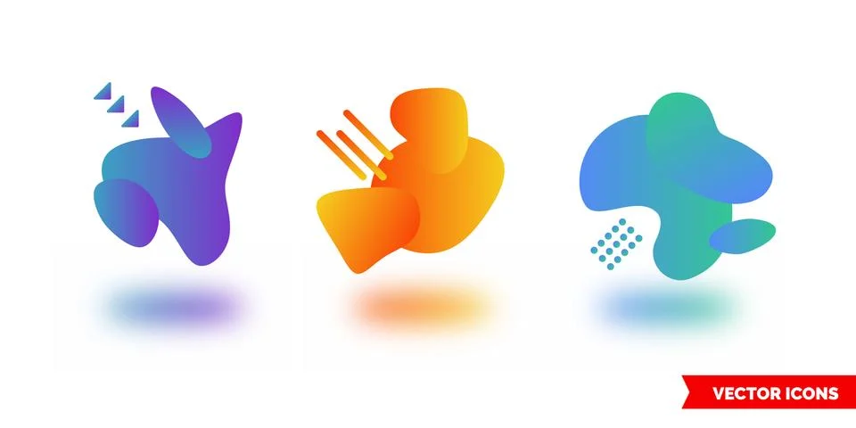 Vector fluid gradient liquid abstract geometric shapes Stock Illustration