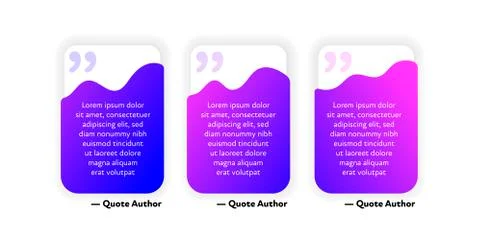 Vector fluid quote frame template. Colorful purple to pink gradient shape Illustrazione stock