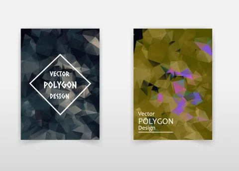 Vector flyer design template, letterhead with colorful low poly art style det Stock Illustration