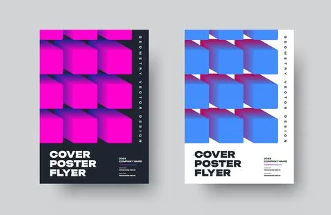 Vector flyer with geometric design, poster with gradient square elements, s.. Stock Illustration