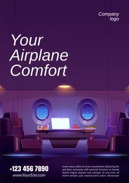 Vector flyer with interior of private jet Stock Illustration
