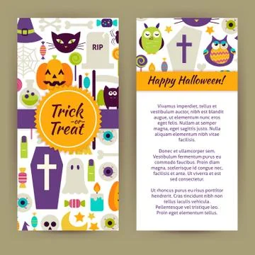 Vector Flyer Template of Flat Design Happy Halloween Objects and Elements Illustrazione stock