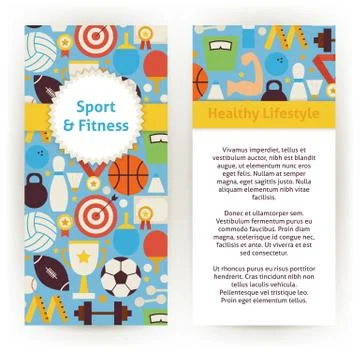 Vector Flyer Template of Sport and Fitness Objects and Elements イラスト素材