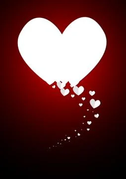 Vector : Flying paper hearts on red background Stock Illustration