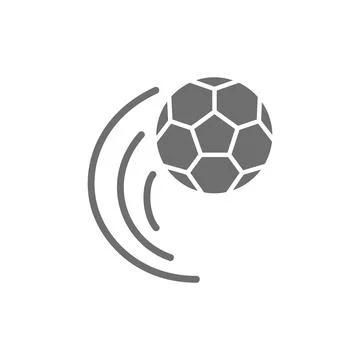 Vector flying soccer ball grey icon. Isolated on white background Stock Illustration