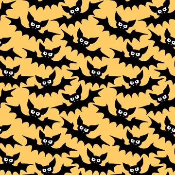 Vector flying vampire bats seamless pattern. Halloween backgrounds and textur Stock Illustration