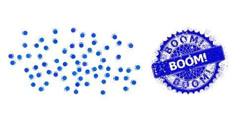 Vector Fog Particles Collage of Dots and Textured Boom! Badge イラスト素材