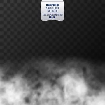 Vector Fog, smoke effect isolated on transparent background. White vector clouds Stock Illustration