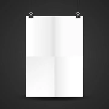Vector fold hanging poster mockup. Illustrazione stock