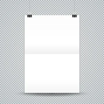 Vector fold hanging poster mockup. Stock Illustration